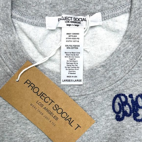 Project Social T Big Apple Embroidered Crew Neck - Size Large - Picture 6 of 6